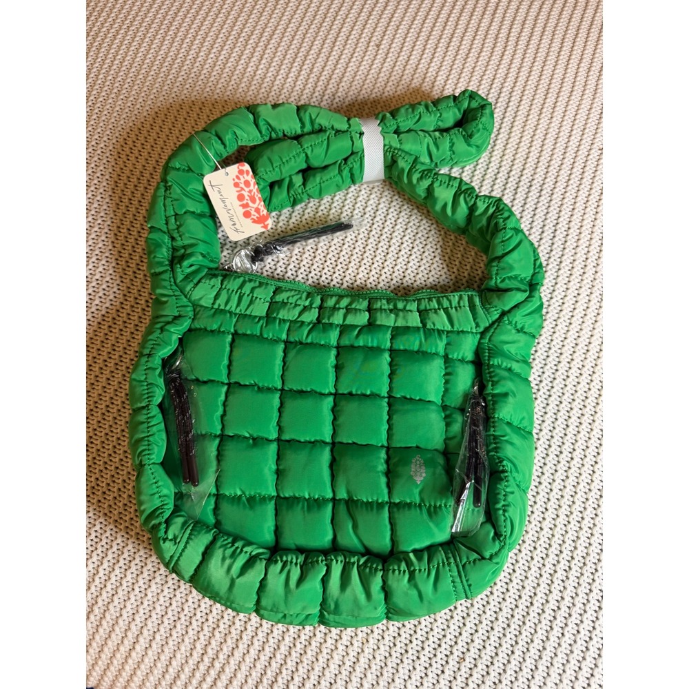 Free People Movement Quilted Carryall Sling Bag Kelly Green Puffer Crossbody